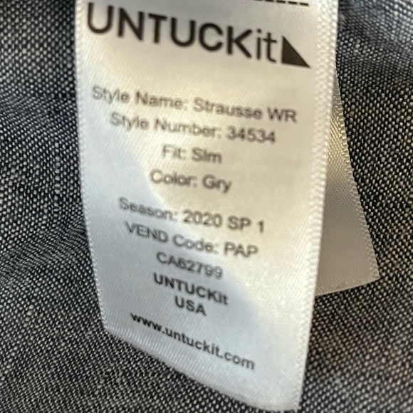 Untuckit SlimFit Blue Linen Shirt Sz Large - Picture 9 of 11